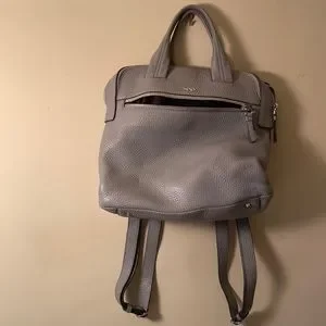 DKNY Grey Pebble leather spacious backpack DKNY Cindy East/West Pebble Leather Tote Grey Handbag 0408  main image 3